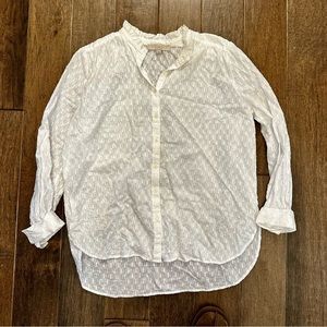 LOFT Clip Dot White, Breezy Blouse. Size Large.